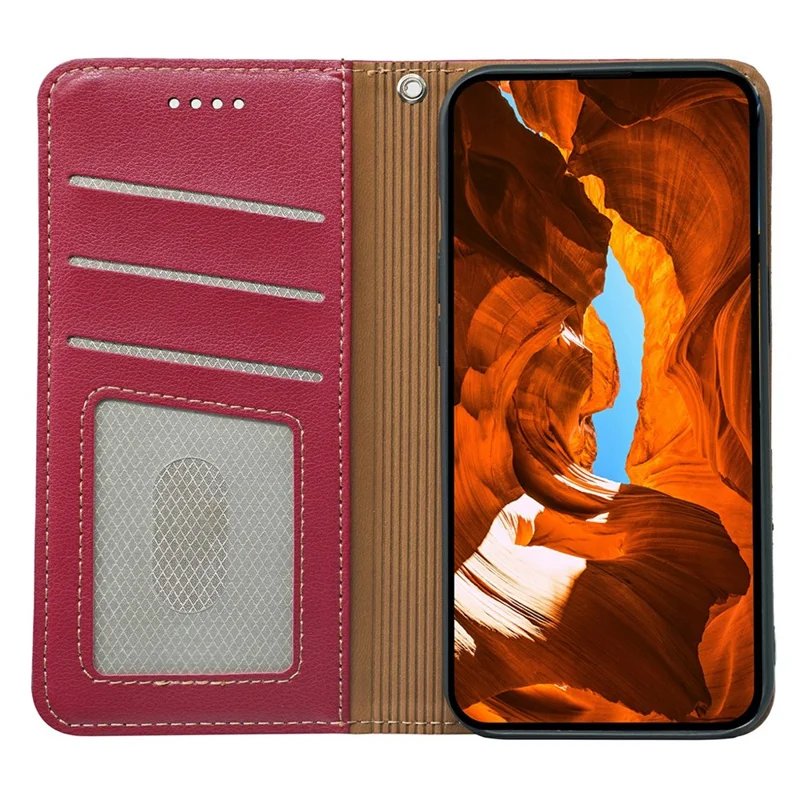 For Samsung Galaxy A06 4G Case Wallet RFID Blocking Leather Phone Cover Strong Magnetic Closure - Red