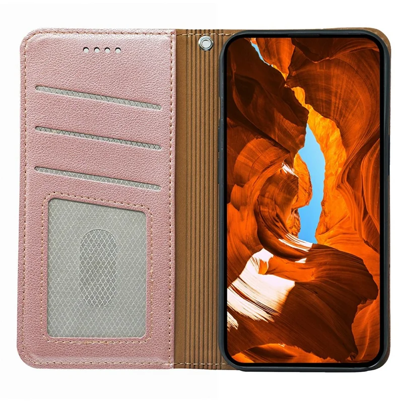 For Samsung Galaxy A05 4G Case Wallet RFID Blocking Leather Phone Cover Strong Magnetic Closure - Rose Gold