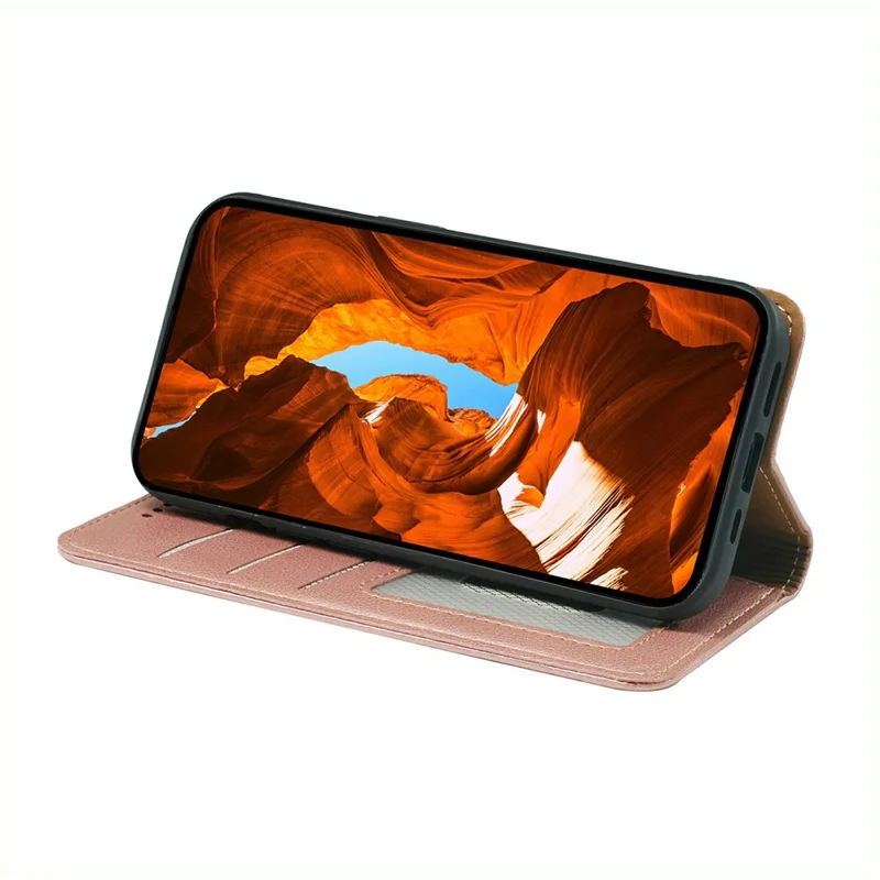 For Samsung Galaxy A05 4G Case Wallet RFID Blocking Leather Phone Cover Strong Magnetic Closure - Rose Gold