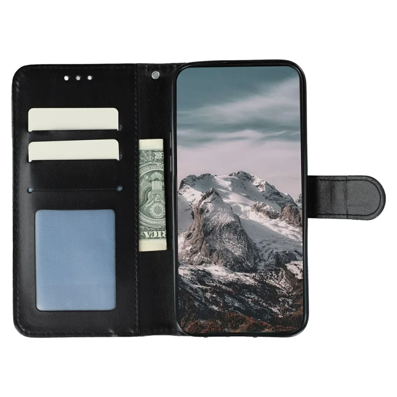 For OnePlus Ace 5 5G / Ace 5 Pro 5G / 13R 5G Case PU Leather Mandala Imprinted Design Wallet Phone Cover with Wrist Strap - Black