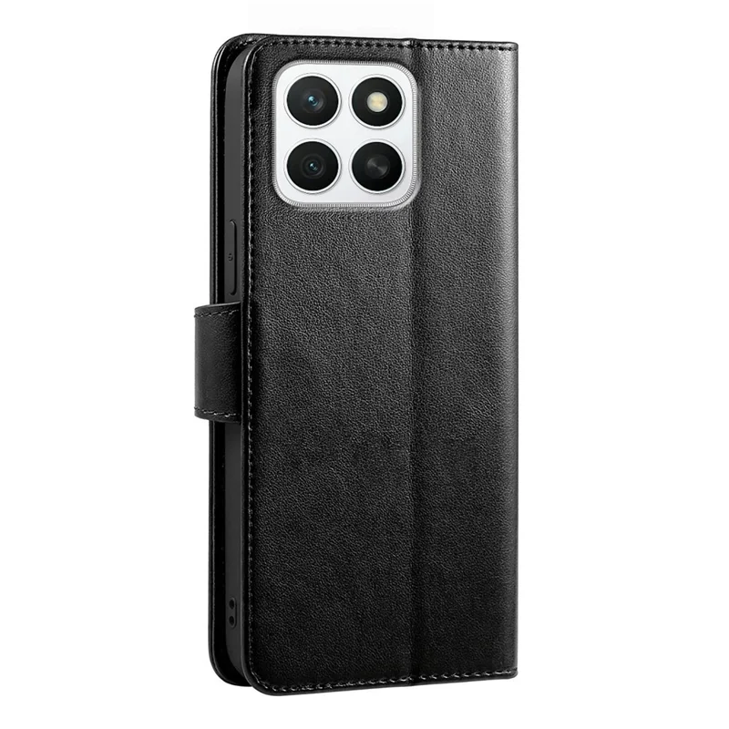 For Honor X8c 4G Case Stand Card Holder Wallet Leather Phone Cover - Black