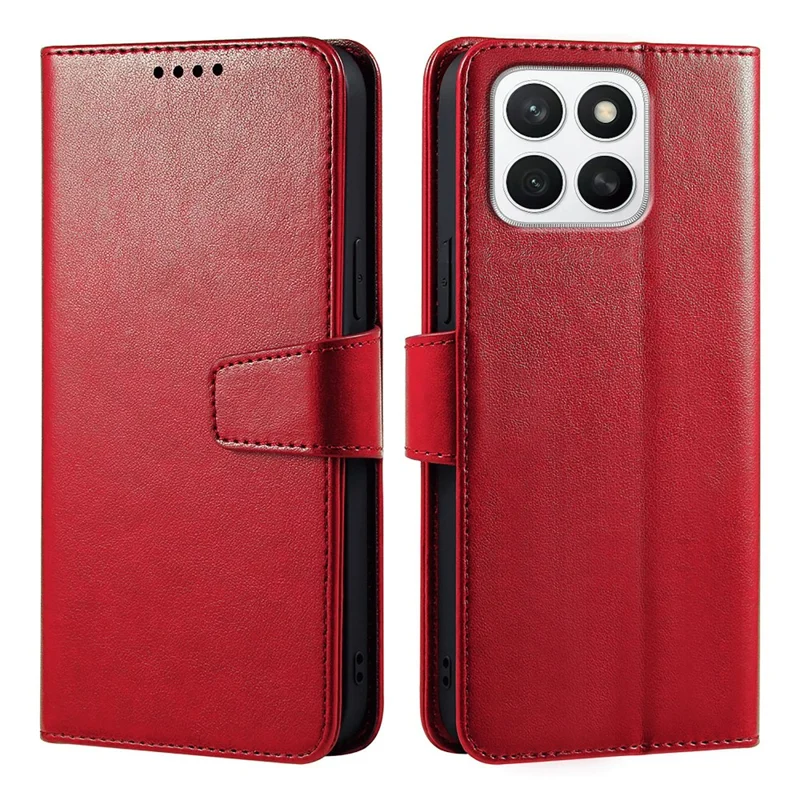 For Honor X8c 4G Case Stand Card Holder Wallet Leather Phone Cover - Red