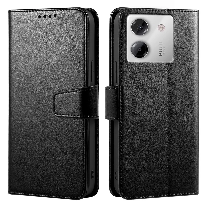 Für Xiaomi Poco M7 Pro 5G Hülle Ständer Kartenfach Brieftasche Leder Handyhülle - Schwarz