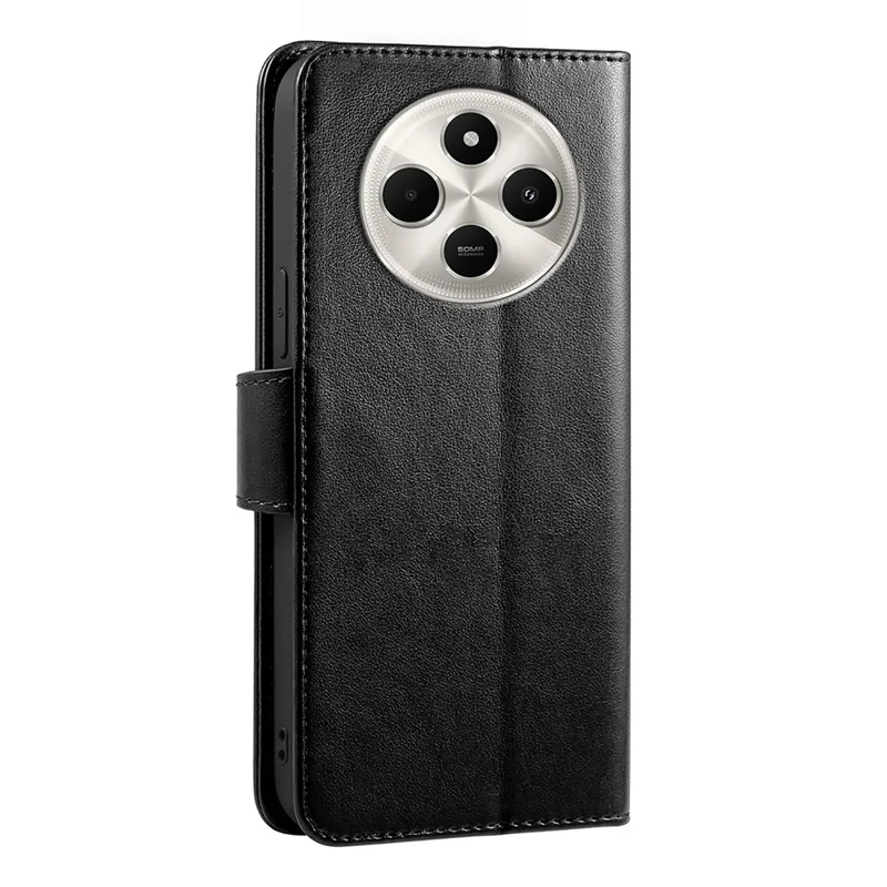 Phone Case For Xiaomi Redmi A4 5G / A3 Pro 4G / 14C 4G / 14R 5G / Poco C7 , Stand Card Holder Wallet Leather Cover - Black