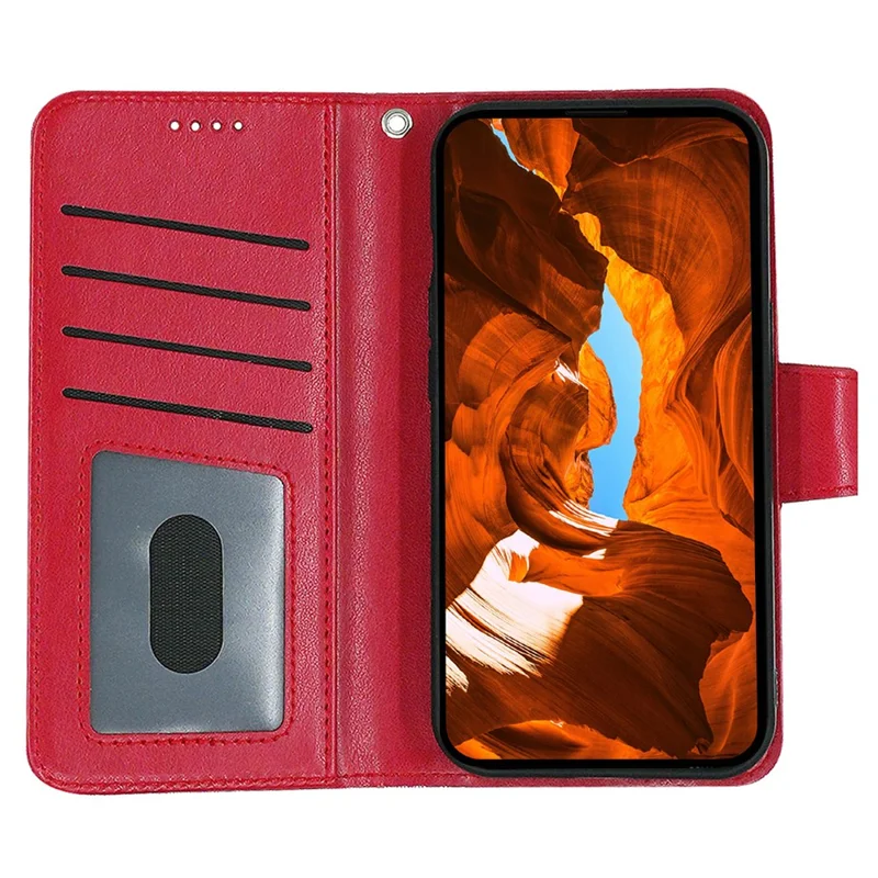 Phone Case For Xiaomi Redmi A4 5G / A3 Pro 4G / 14C 4G / 14R 5G / Poco C75 , Stand Card Holder Wallet Leather Cover - Red