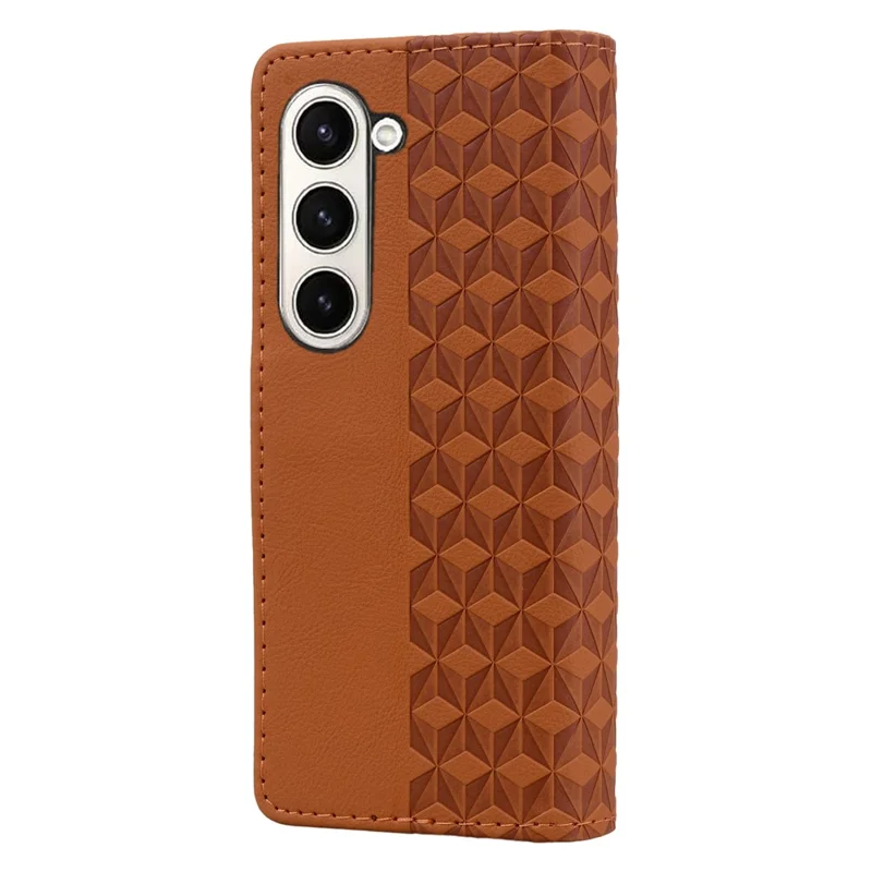 Cover a portafoglio per Samsung Galaxy Z Fold7 5G con motivo a rombi, con cinturino da polso - Marrone