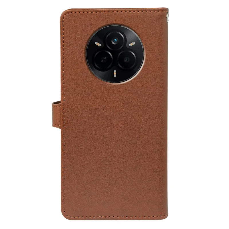 Cover per Realme 14 Pro 5G con 9 Slot per Carte in Pelle PU con Supporto - Marrone