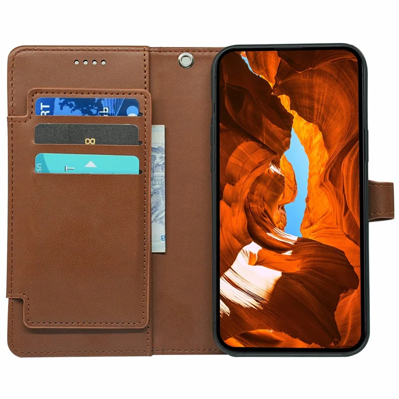 Para OnePlus Ace 5 5G / Ace 5 Pro 5G / 13R 5G Capa com 9 Slots para Cartão Capa de Telefone de Couro PU - Marrom