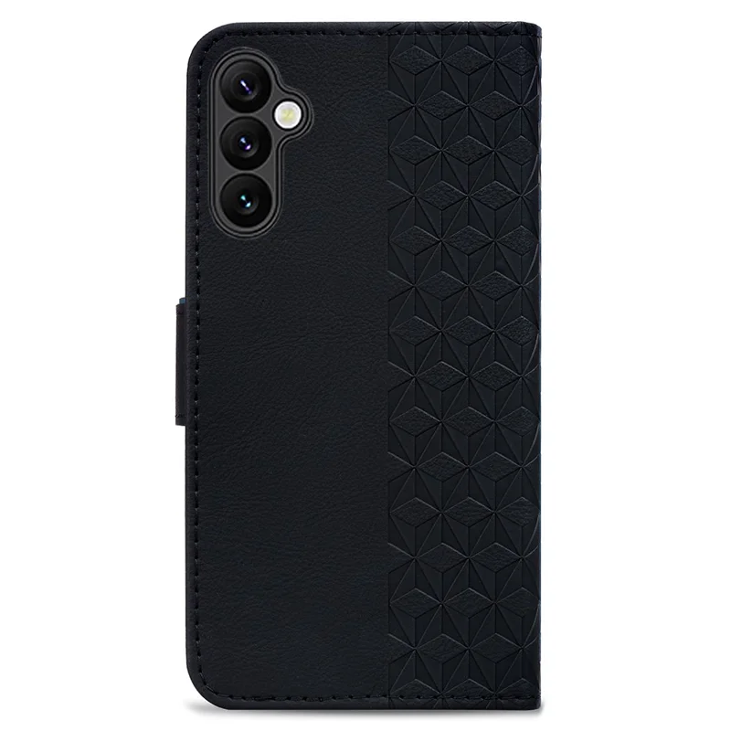 Capa para Samsung Galaxy A16 4G / 5G / A26 5G / A17 com Padrão de Losango, Carteira de Couro com Alça de Pulso - Preto