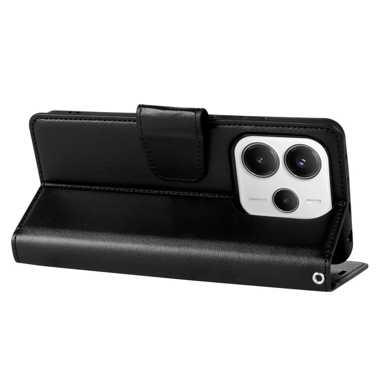 HANMAN Mill Series for Xiaomi Redmi Note 14 5G Case Wallet Stand PU Leather Phone Cover - Black