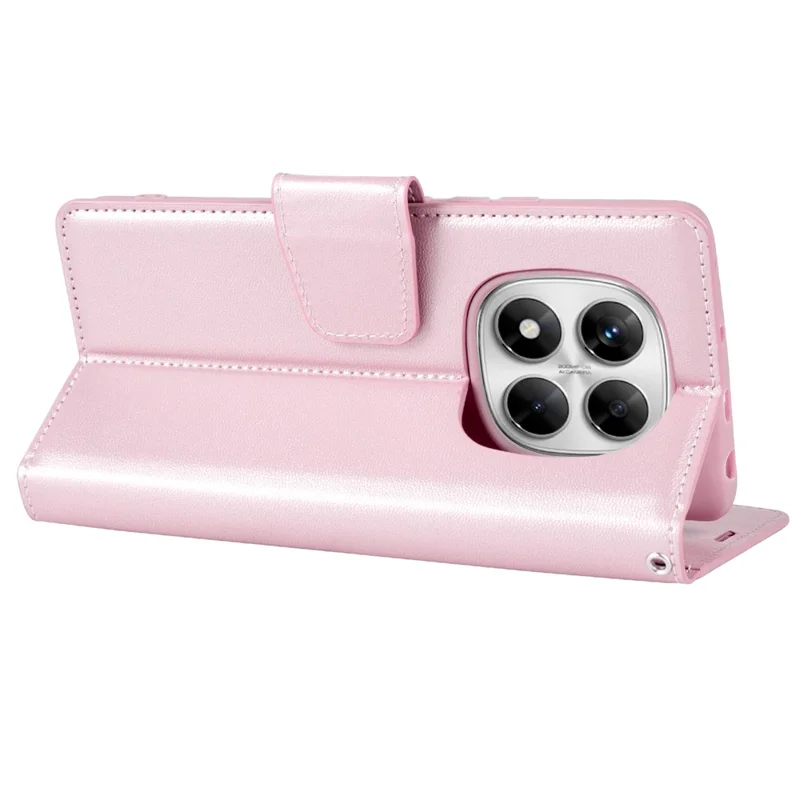 HANMAN Mill Series for Xiaomi Redmi Note 14 Pro 4G Case Wallet Stand PU Leather Phone Cover - Rose Gold