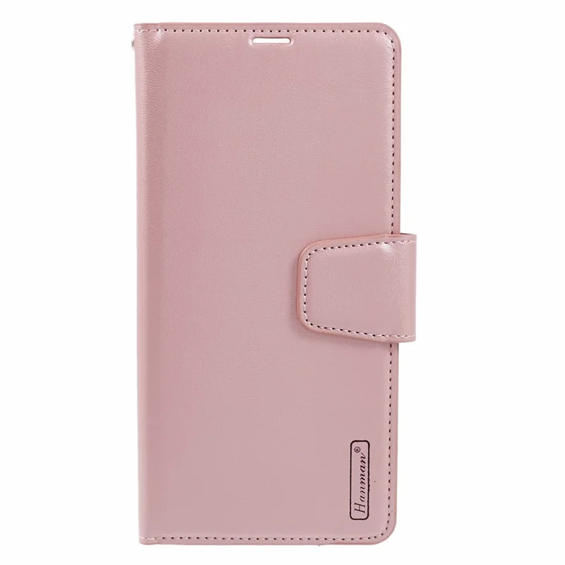 HANMAN Mill Series for Xiaomi Redmi Note 14 Pro 4G Case Wallet Stand PU Leather Phone Cover - Rose Gold