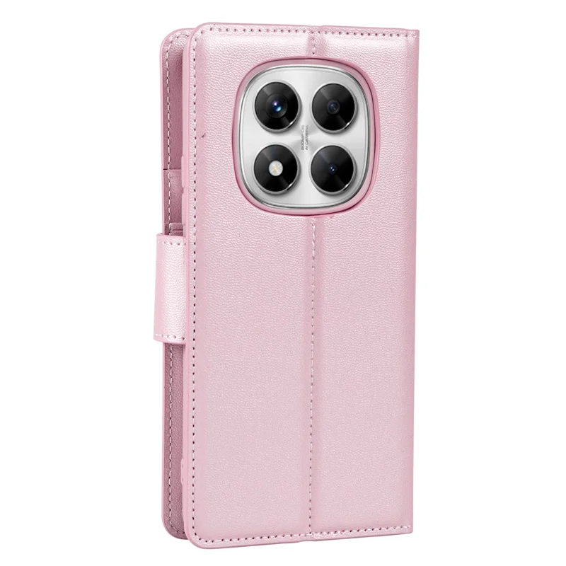 HANMAN Mill Series for Xiaomi Redmi Note 14 Pro 4G Case Wallet Stand PU Leather Phone Cover - Rose Gold