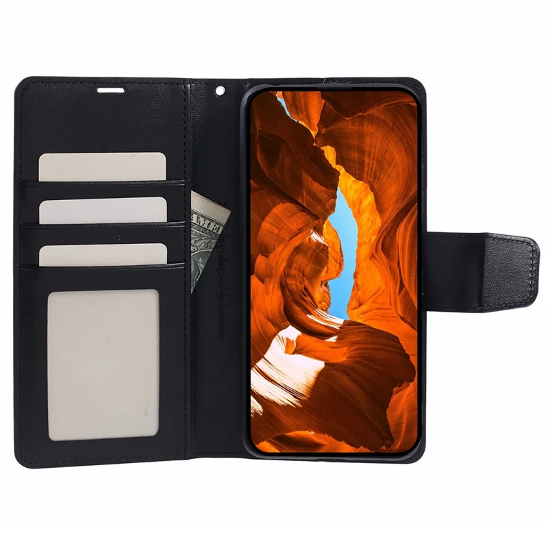 HANMAN Mill Series for Xiaomi Redmi Note 14 4G (164.84mm) Case Wallet Stand PU Leather Phone Cover - Black