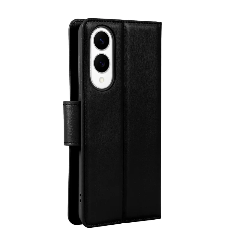 HANMAN Mill Series for Samsung	Galaxy S25 Edge Case Wallet Stand PU Leather Phone Cover - Black