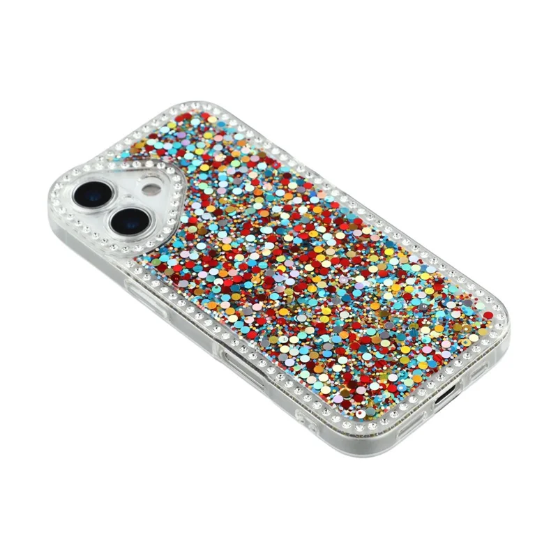 Étui iPhone 17 avec Bordure en Strass Époxy Pailleté TPU - Multicolore