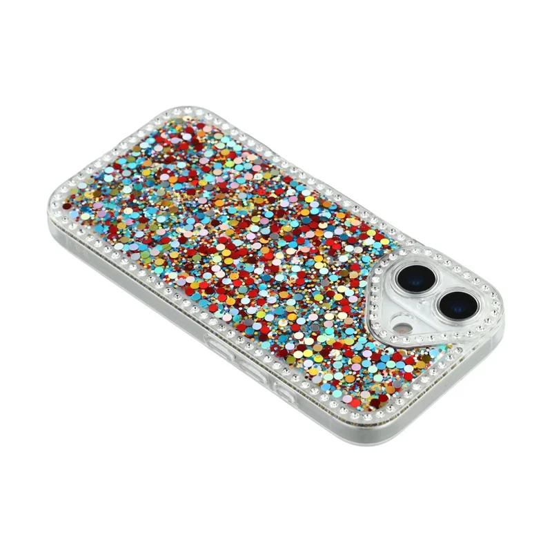 Étui iPhone 17 avec Bordure en Strass Époxy Pailleté TPU - Multicolore