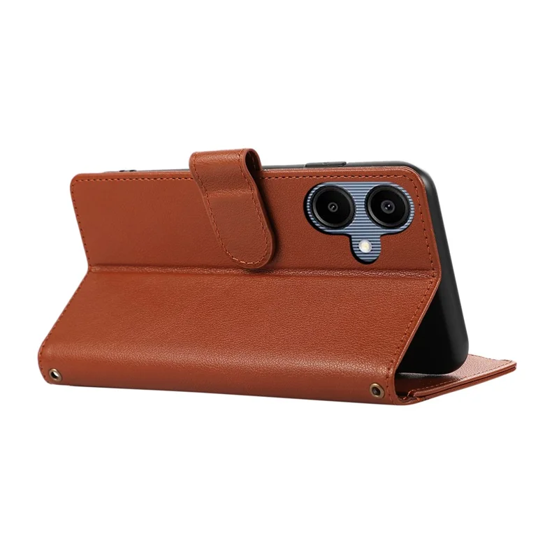 Étui pour Samsung Galaxy A05 4G avec Plusieurs Emplacements pour Cartes, Fermeture à Glissière en Cuir et Dragonne - Marron