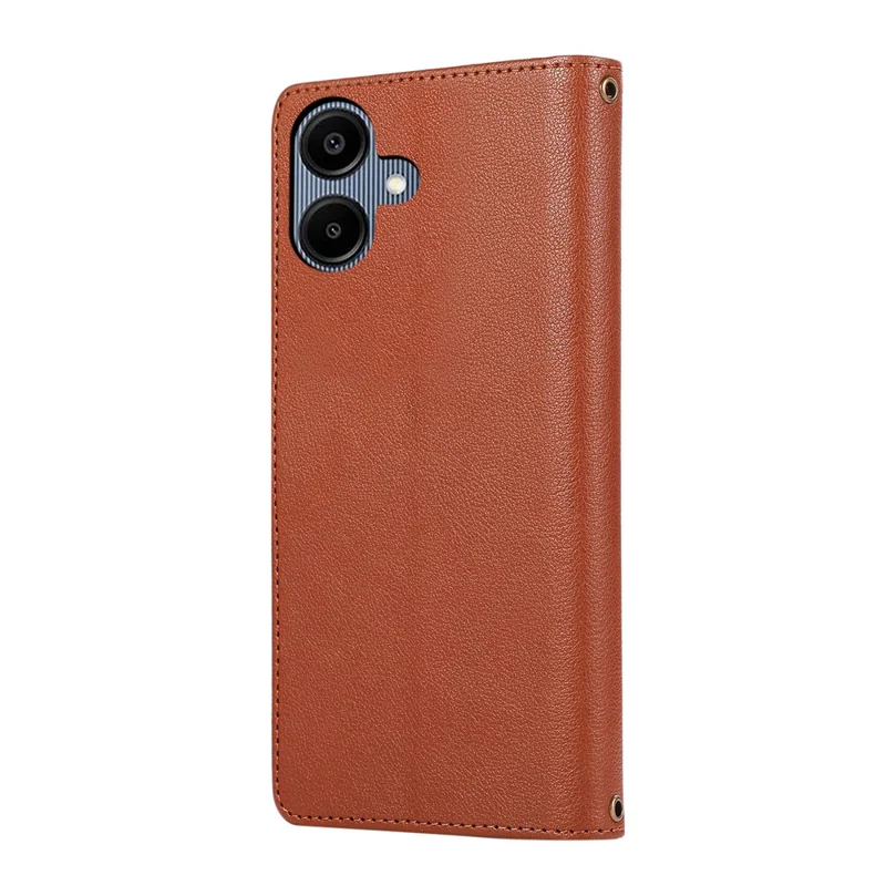 Étui pour Samsung Galaxy A05 4G avec Plusieurs Emplacements pour Cartes, Fermeture à Glissière en Cuir et Dragonne - Marron