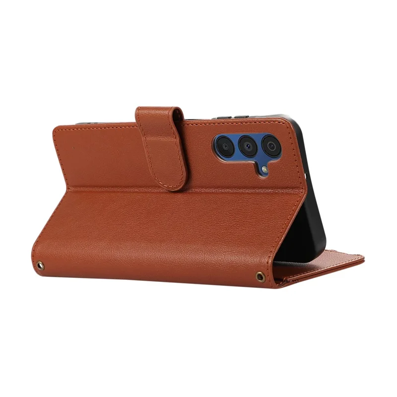 For Samsung Galaxy A36 5G Case Multi Card Slots Zipper Leather Phone Cover with Wrist Strap - Brown