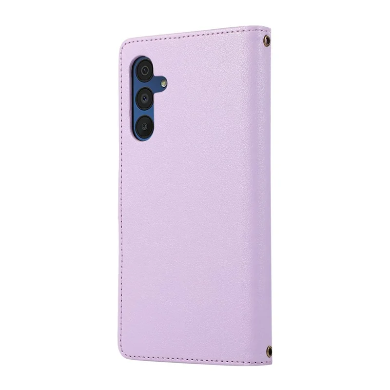 For Samsung Galaxy S25  /  S24 Case Multi Card Slots Zipper Leather Phone Cover with Wrist Strap - Purple