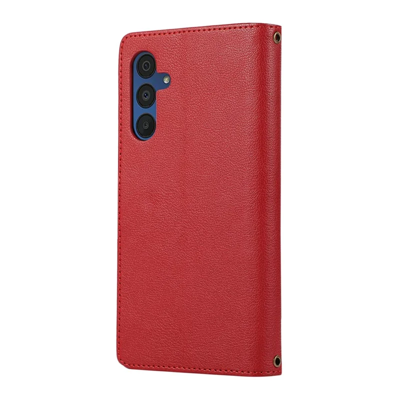For Samsung Galaxy A55 5G Case Multi Card Slots Zipper Leather Phone Cover with Wrist Strap - Red
