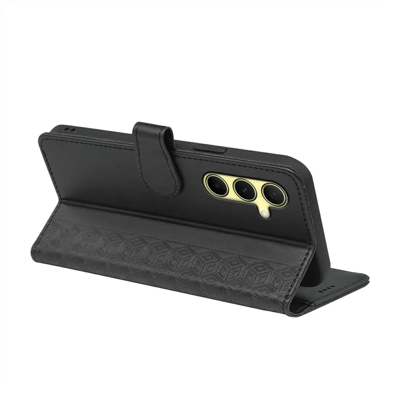 Zwart hoesje voor Samsung Galaxy A17 5G / A17 4G met 9 kaartslots en ruitpatroon van PU-leer