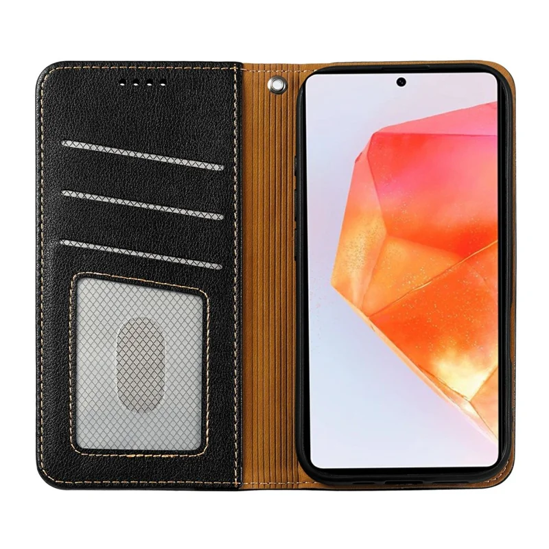 Cover a portafoglio per Samsung Galaxy A17 con blocco RFID, in pelle, chiusura magnetica forte - Nero