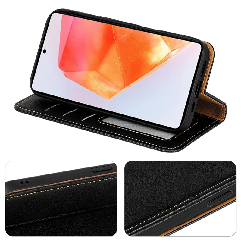 Cover a portafoglio per Samsung Galaxy A17 con blocco RFID, in pelle, chiusura magnetica forte - Nero