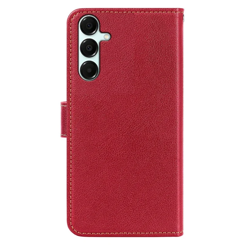 Funda para Samsung Galaxy A17 con bloqueo RFID, cartera de cuero con textura de lichi, cierre magnético - Rojo