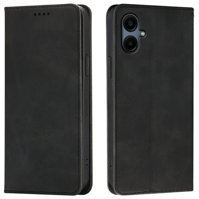 Cover a portafoglio per Samsung Galaxy A07 in pelle di vitello con chiusura magnetica nascosta - Nero
