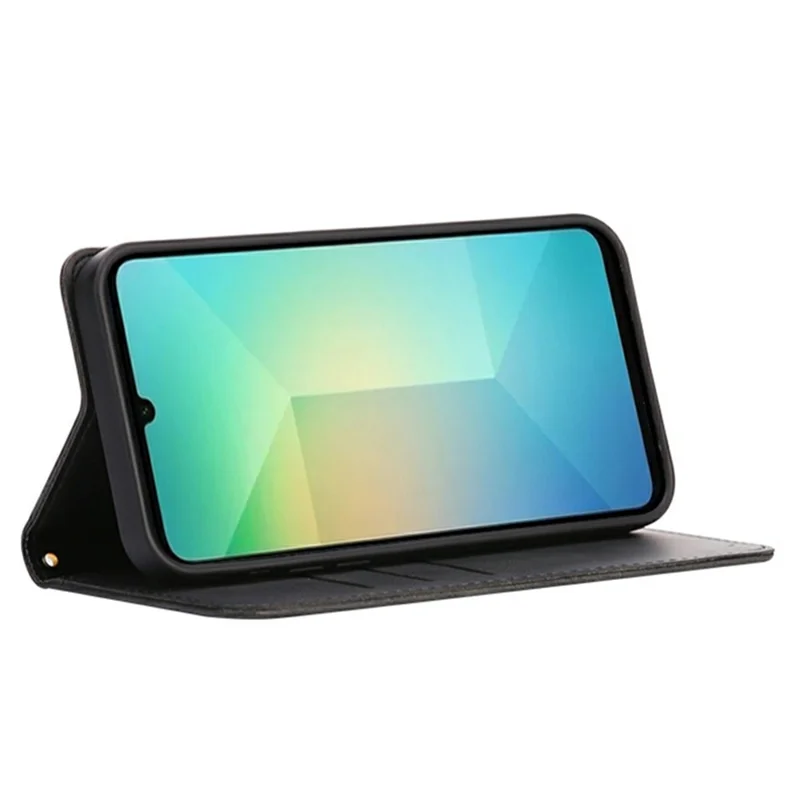 Cover a portafoglio per Samsung Galaxy A07 in pelle di vitello con chiusura magnetica nascosta - Nero