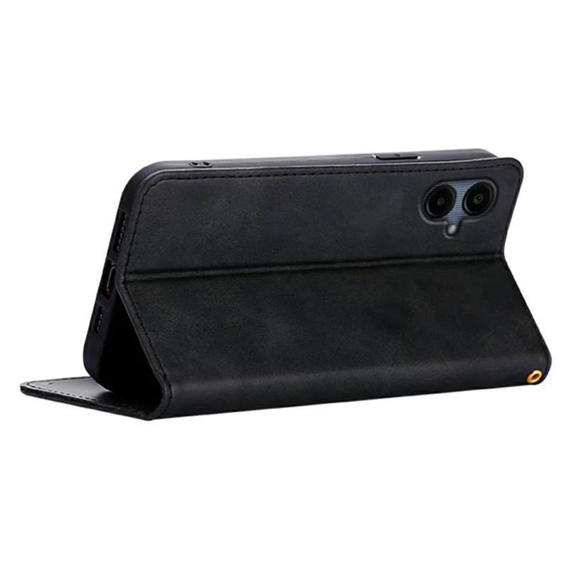 Cover a portafoglio per Samsung Galaxy A07 in pelle di vitello con chiusura magnetica nascosta - Nero