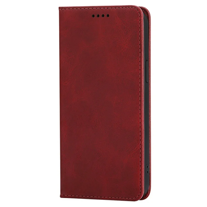 For Samsung Galaxy A17 5G Case Wallet Calf Texture Leather Phone Cover with Hidden Magnetic Closure - Red