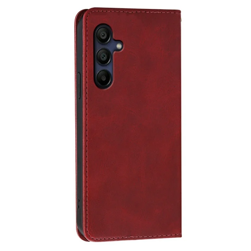 For Samsung Galaxy A17 5G Case Wallet Calf Texture Leather Phone Cover with Hidden Magnetic Closure - Red
