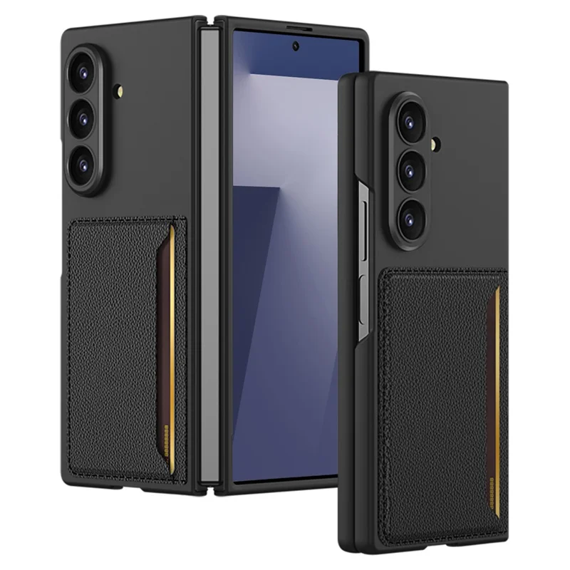 GKK Pour Samsung Galaxy Z Fold7 5G Étui Rigide en PC avec Porte-Carte Fin, Film de Protection d'Écran - Noir