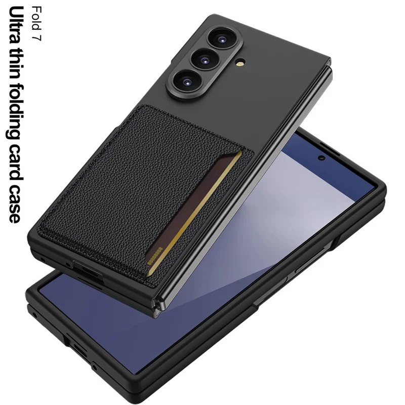 GKK Pour Samsung Galaxy Z Fold7 5G Étui Rigide en PC avec Porte-Carte Fin, Film de Protection d'Écran - Noir