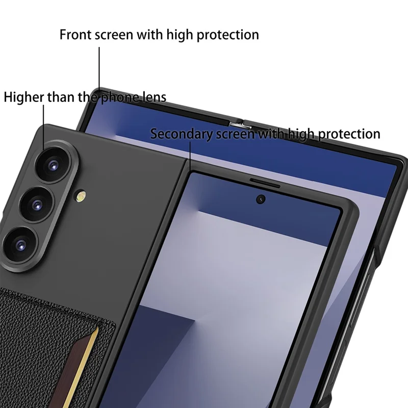 GKK Pour Samsung Galaxy Z Fold7 5G Étui Rigide en PC avec Porte-Carte Fin, Film de Protection d'Écran - Noir