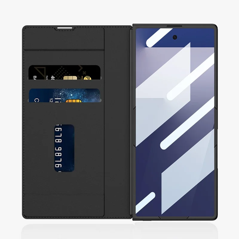 GKK Pour Samsung Galaxy Z Fold7 5G Étui avec Support et Emplacement pour Stylo, Coque de Téléphone PC+PU avec Film de Protection - Gris Titane