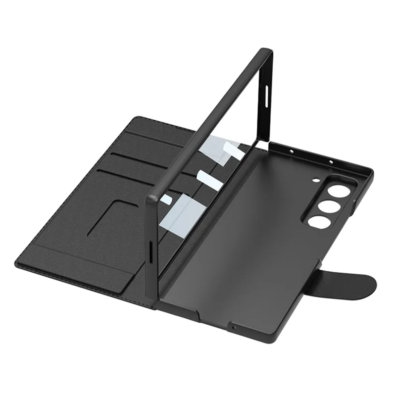 GKK Pour Samsung Galaxy Z Fold7 5G Étui avec Support et Emplacement pour Stylo, Coque de Téléphone PC+PU avec Film de Protection - Gris Titane