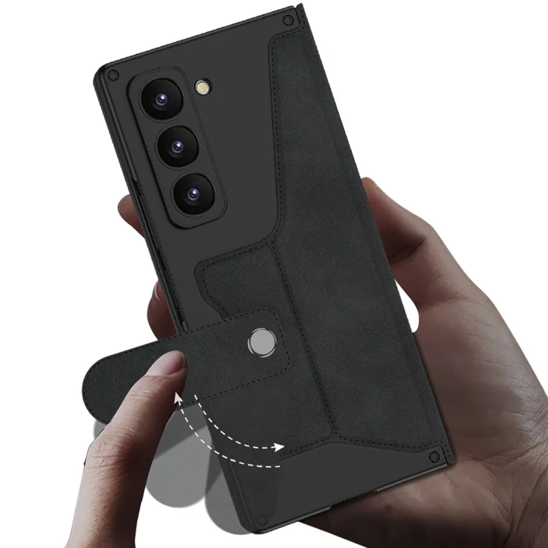 GKK Pour Samsung Galaxy Z Fold7 5G Étui avec Support et Emplacement pour Stylo, Coque de Téléphone PC+PU avec Film de Protection - Gris Titane