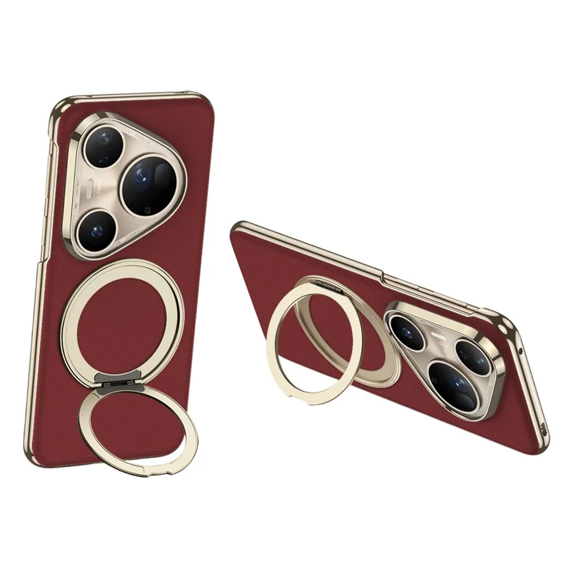 Capa GKK para Huawei Pura 80 Ultra / 80 Pro / 80 Pro+ com Suporte, Case Magnético de PC + TPU + PU com Revestimento Eletrolítico - Vermelho