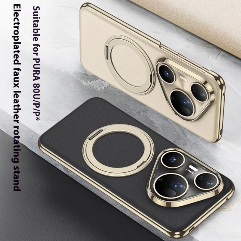 Capa GKK para Huawei Pura 80 Ultra / 80 Pro / 80 Pro+ com Suporte, Case Magnético de PC + TPU + PU com Revestimento Eletrolítico - Vermelho