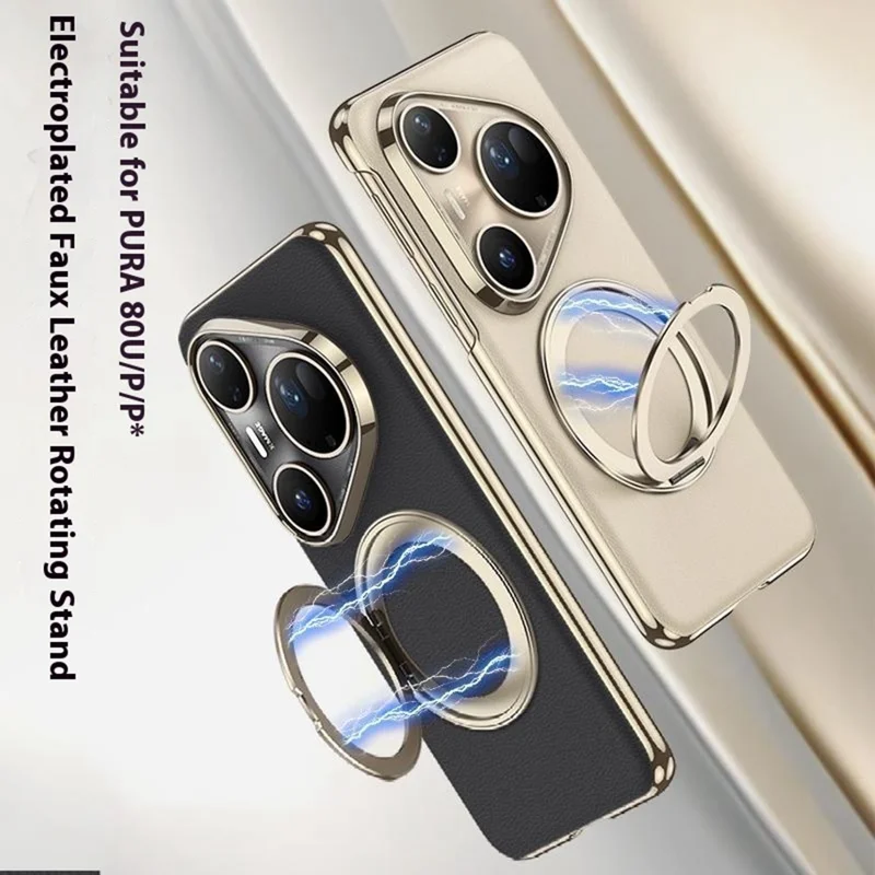 Capa GKK para Huawei Pura 80 Ultra / 80 Pro / 80 Pro+ com Suporte, Case Magnético de PC + TPU + PU com Revestimento Eletrolítico - Vermelho