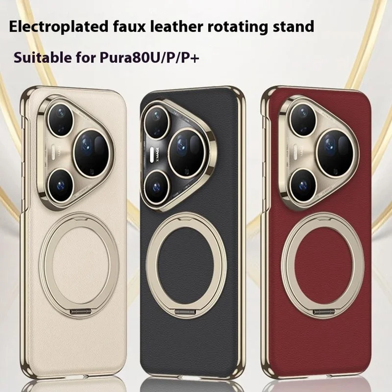Capa GKK para Huawei Pura 80 Ultra / 80 Pro / 80 Pro+ com Suporte, Case Magnético de PC + TPU + PU com Revestimento Eletrolítico - Vermelho