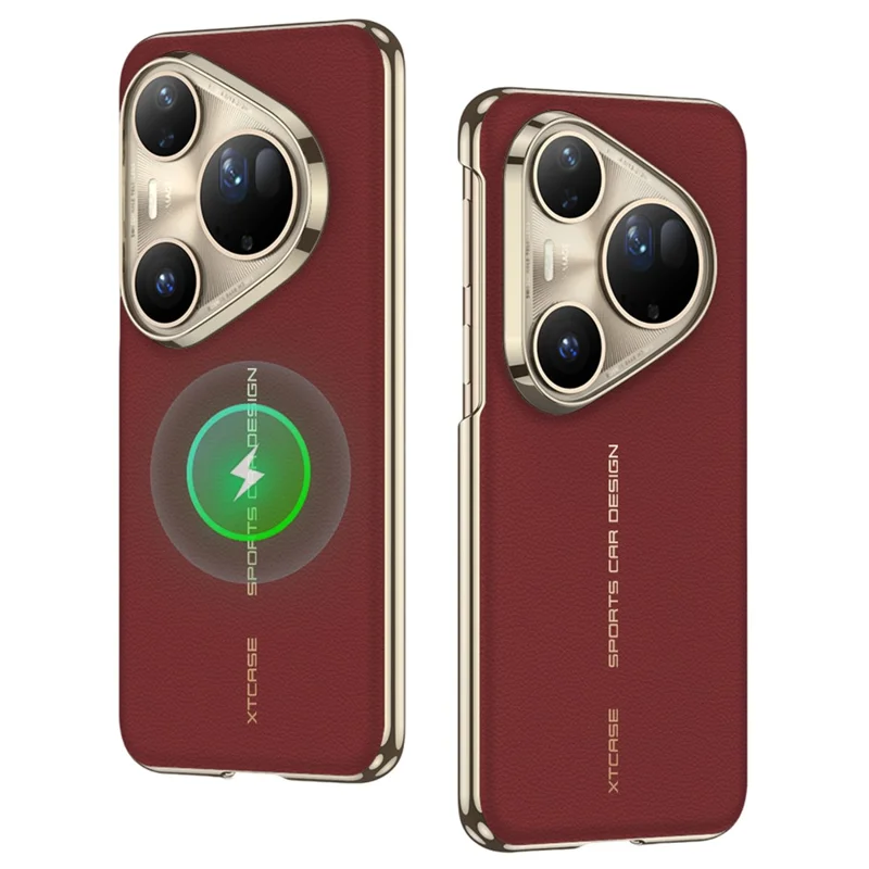 Étui Magnétique GKK pour Huawei Pura 80 Ultra / 80 Pro / 80 Pro+ Électroplaqué PU + TPU + PC - Rouge