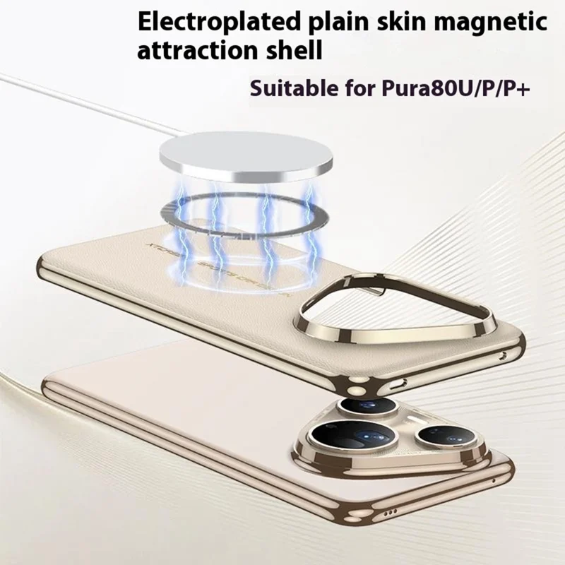 Étui Magnétique GKK pour Huawei Pura 80 Ultra / 80 Pro / 80 Pro+ Électroplaqué PU + TPU + PC - Rouge