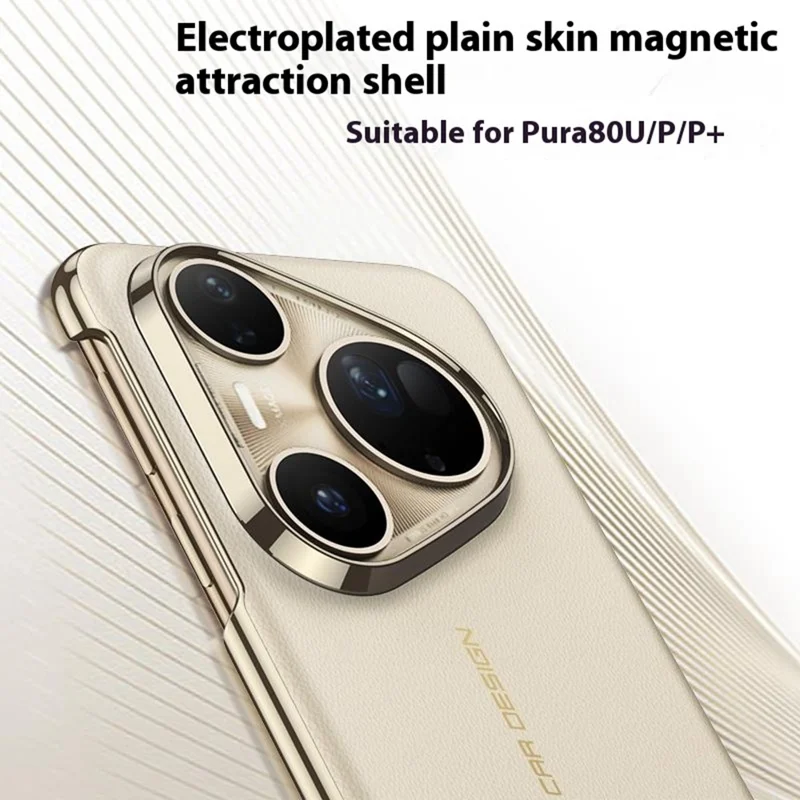 Étui Magnétique GKK pour Huawei Pura 80 Ultra / 80 Pro / 80 Pro+ Électroplaqué PU + TPU + PC - Rouge