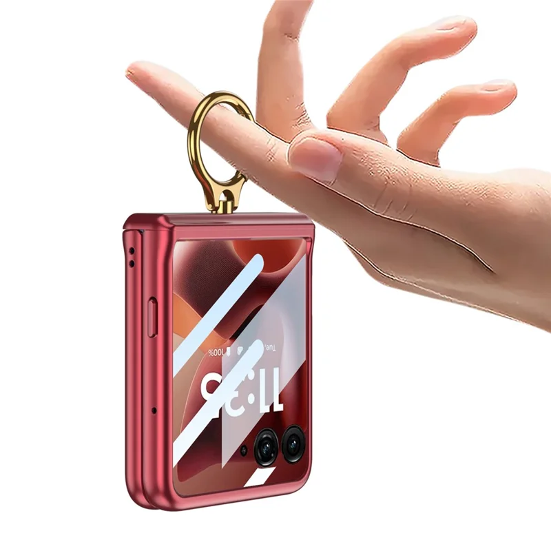 GKK Pour Motorola Razr 60 Ultra 5G Coque de Téléphone Rigide avec Béquille, Protection Charnière Magnétique avec Film de Protection pour Petit Écran - Rouge