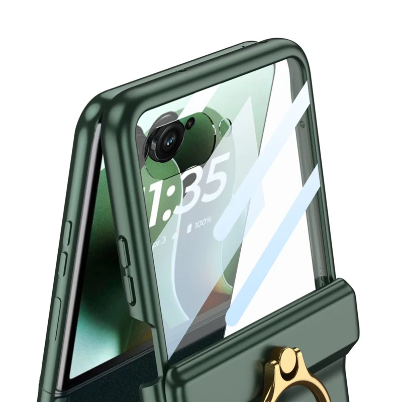 GKK Pour Motorola Razr 60 Ultra 5G Coque de Téléphone Rigide avec Béquille, Protection Charnière Magnétique avec Film de Protection pour Petit Écran - Rouge